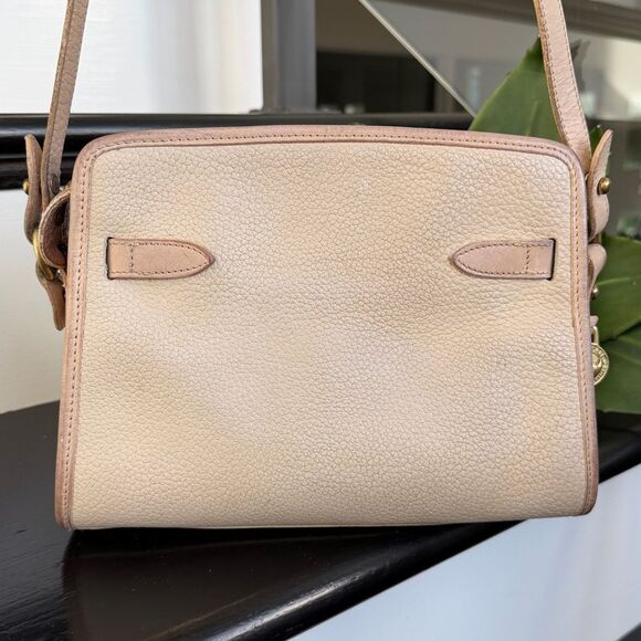 Dooney & Bourke Vintage buckle ziptop satchel oatmeal Leather Crossbody Shoulder - Picture 4 of 14